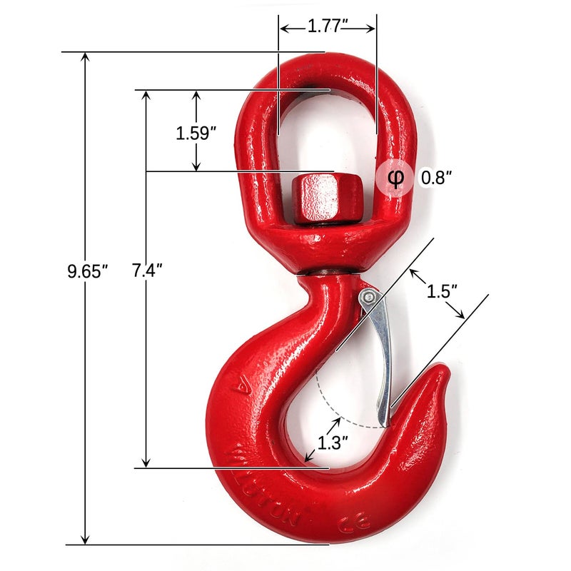 FlixGrdy 5 Tons Lifting Swivel Hook with Safety Latch 3/4'' and 11000 lbs Load Capacity, Heavy Duty Swivel Lifting Hook for Lifting - Image 2